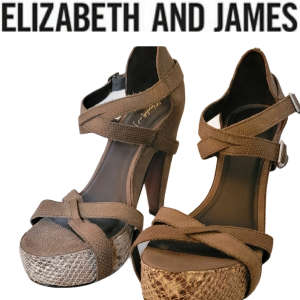Elizabeth and James tari nubucks open toe heels 9B